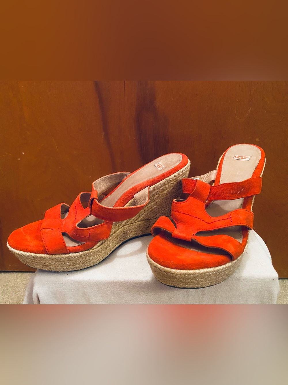 UGG Coral Suede Espadrille Wedge Sandals - Picture 1 of 3